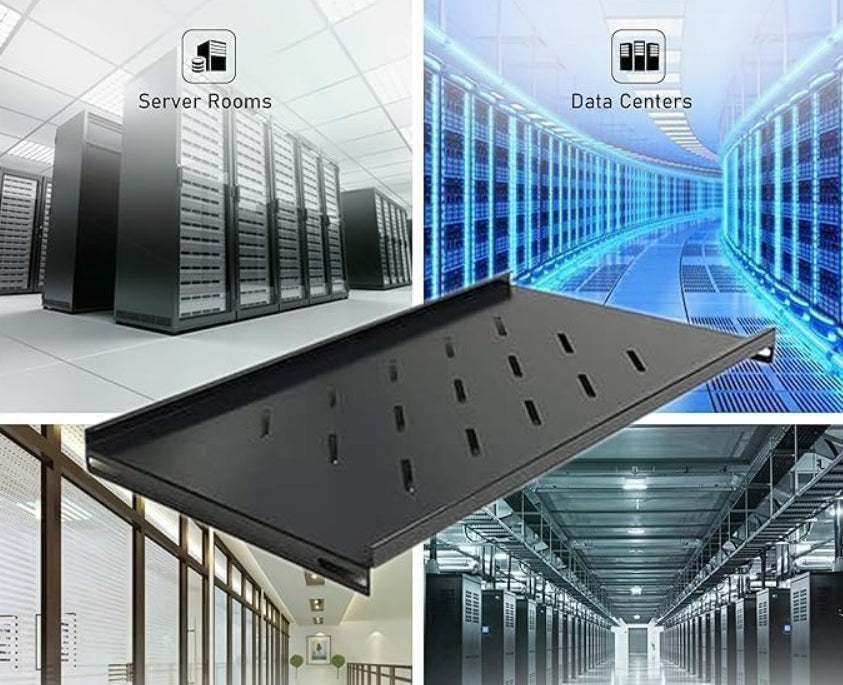 Rack shelf, one of the data cabinet accessories shown is the shelf and its several applications in different IT setup.