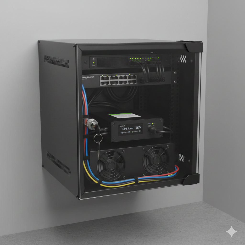 12U 310mm Deep 10" Wall Cabinet (W280xD310)-Black - Flatpack