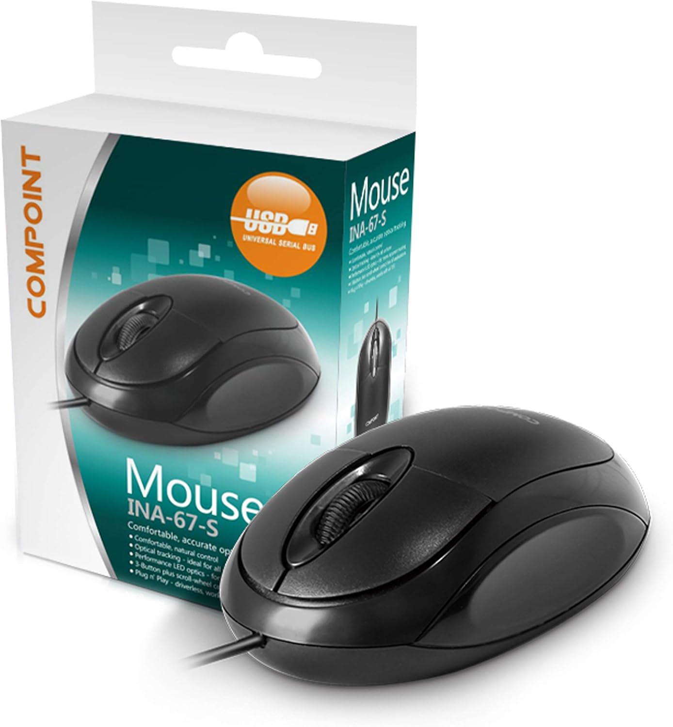 USB Optical Mouse - 3/4 Size - Black- Netbit UK