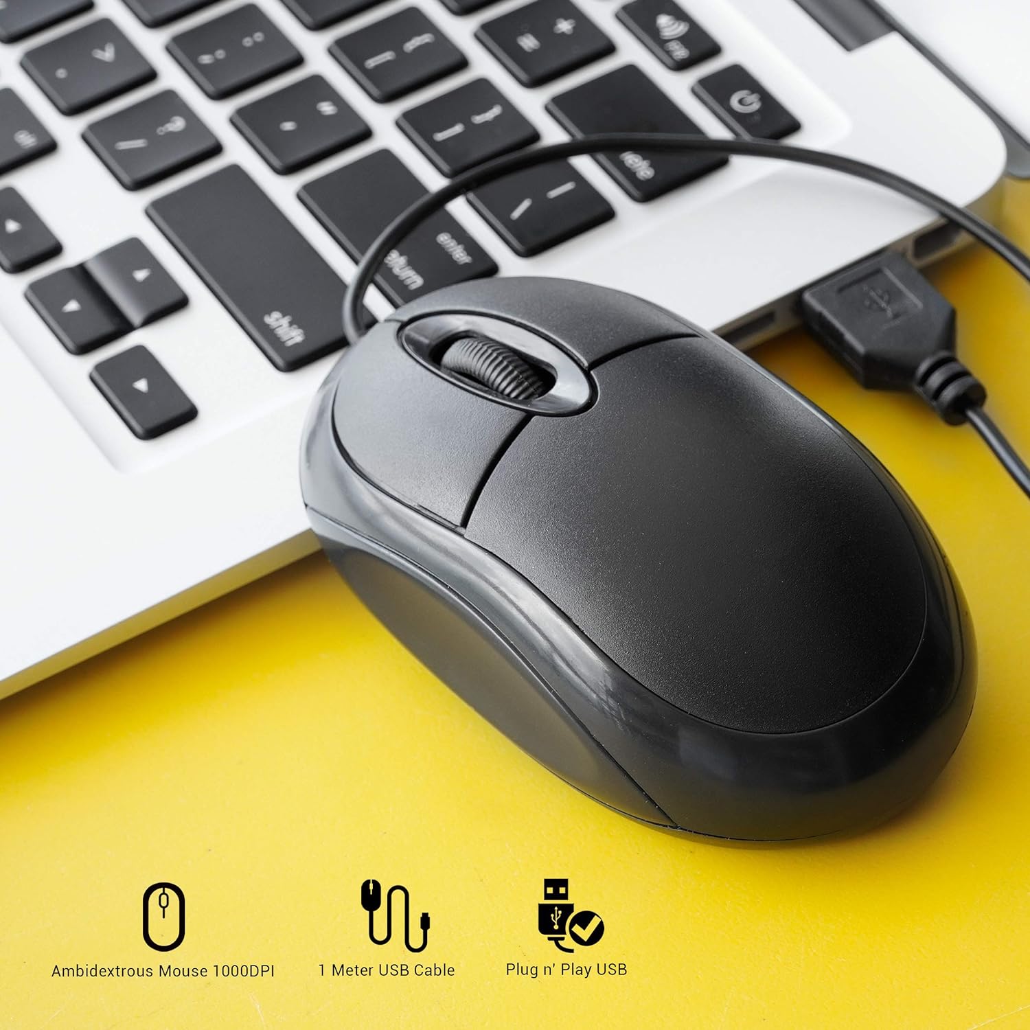 USB Optical Mouse - 3/4 Size - Black- Netbit UK