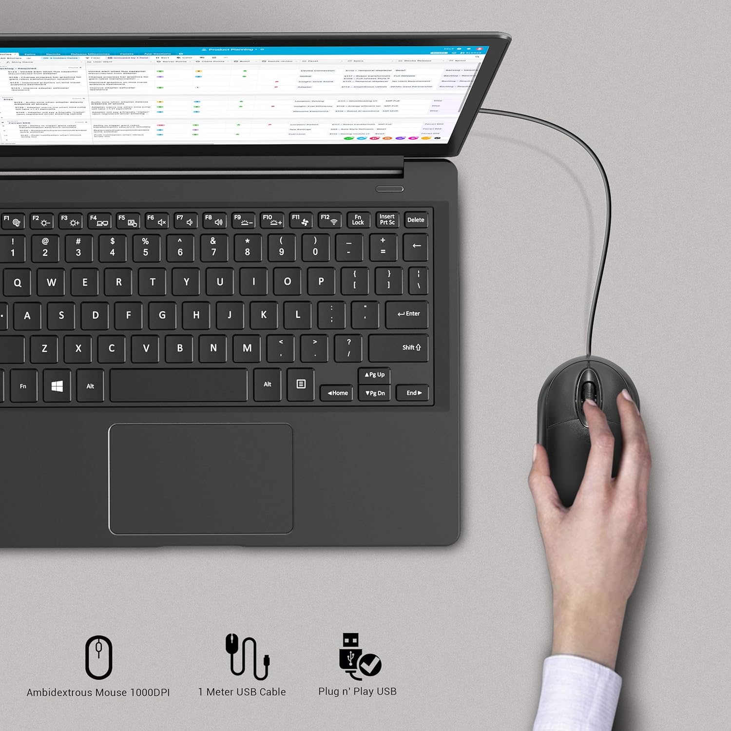 USB Optical Mouse - 3/4 Size - Black- Netbit UK