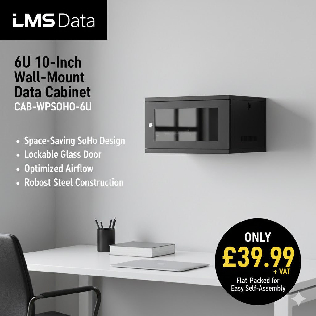6U 310mm Deep 10" Wall Cabinet (W280xD310)-Black - Flatpack