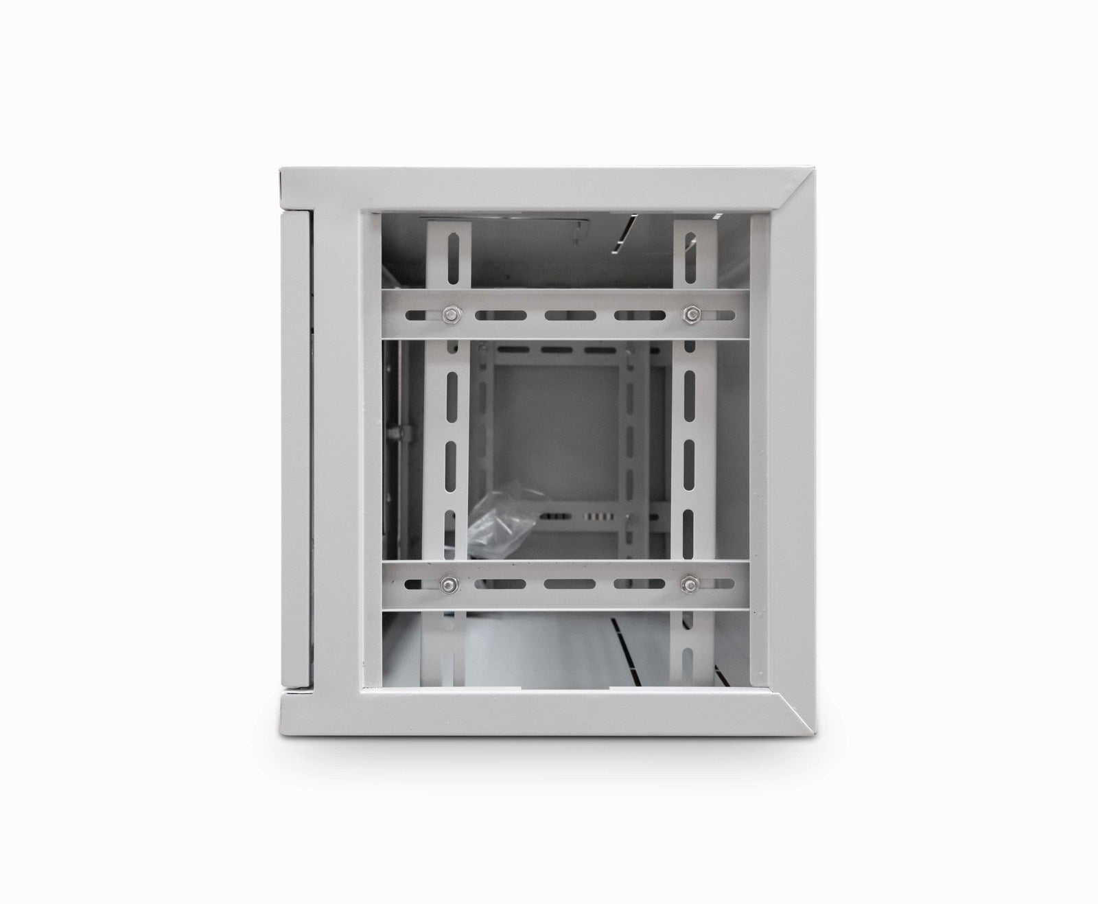Right side view with opened panel of a 6U 550 mm Deep Wall Mount Data Cabinet (Grey) - Netbit UK