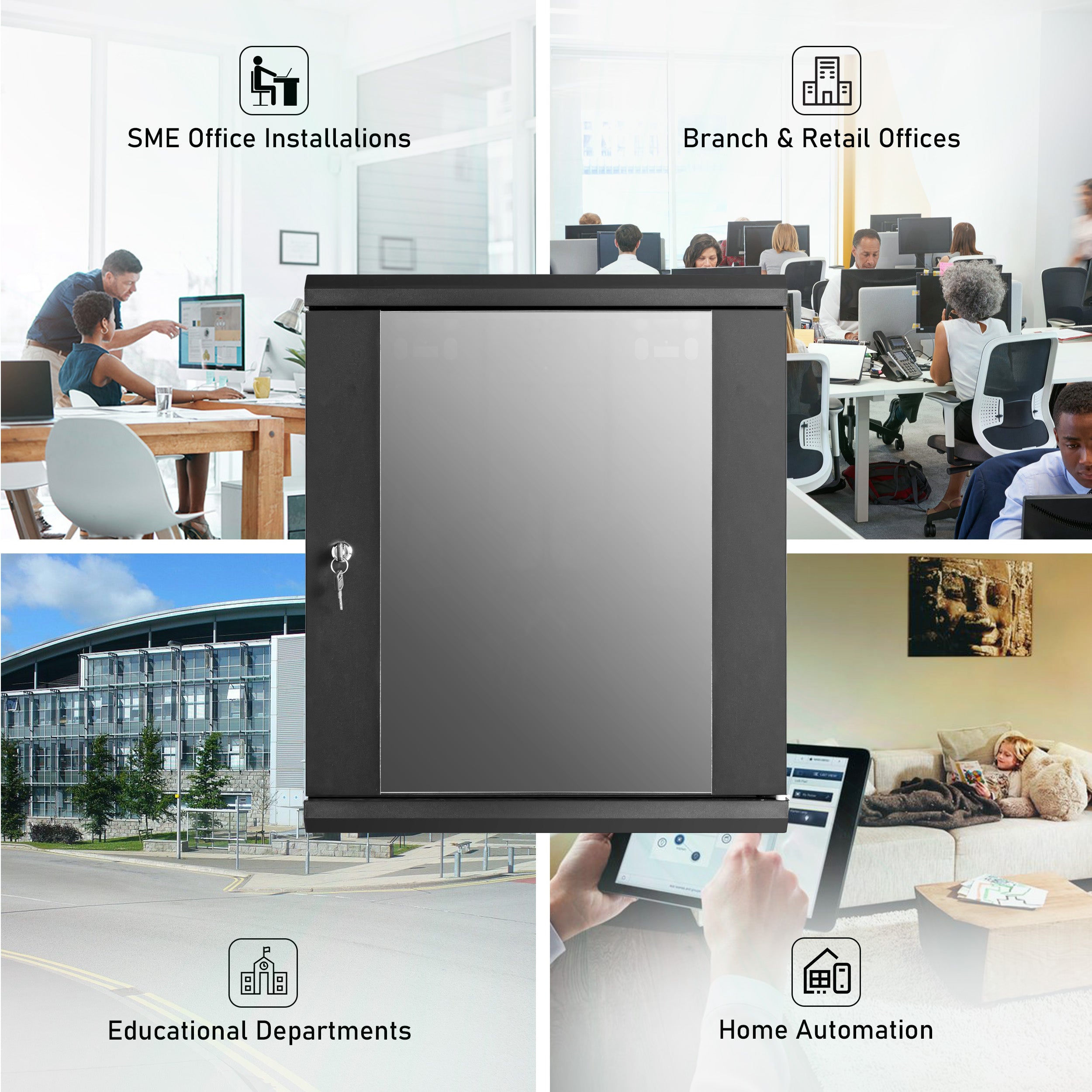 Wall Mount Data Cabinet |12U 550mm Deep + 6 Way 1U 19 inch PDU Bundle