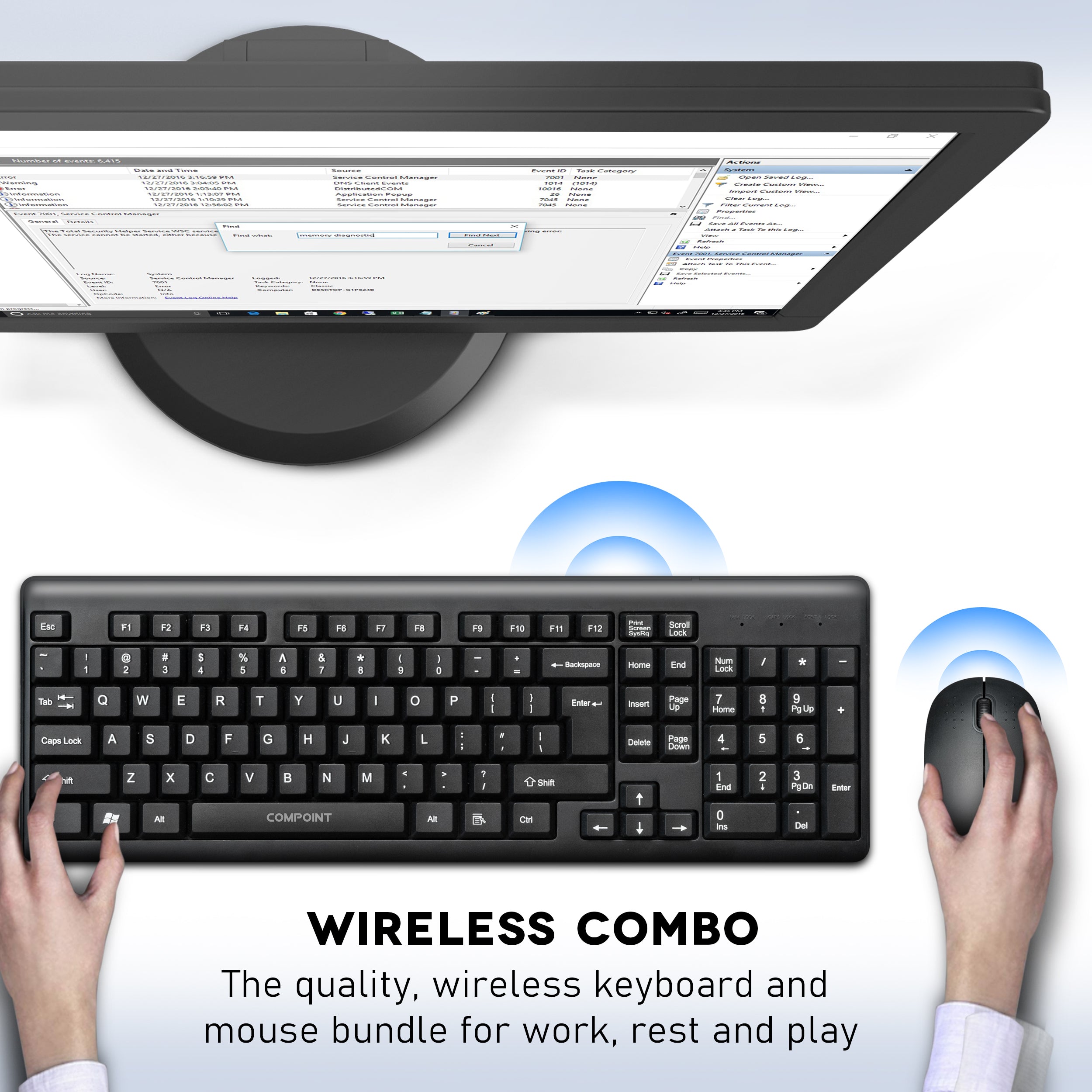 Compoint 2.4Ghz Wireless Keyboard and Mouse Set - Black (CP-KM007W-V2)