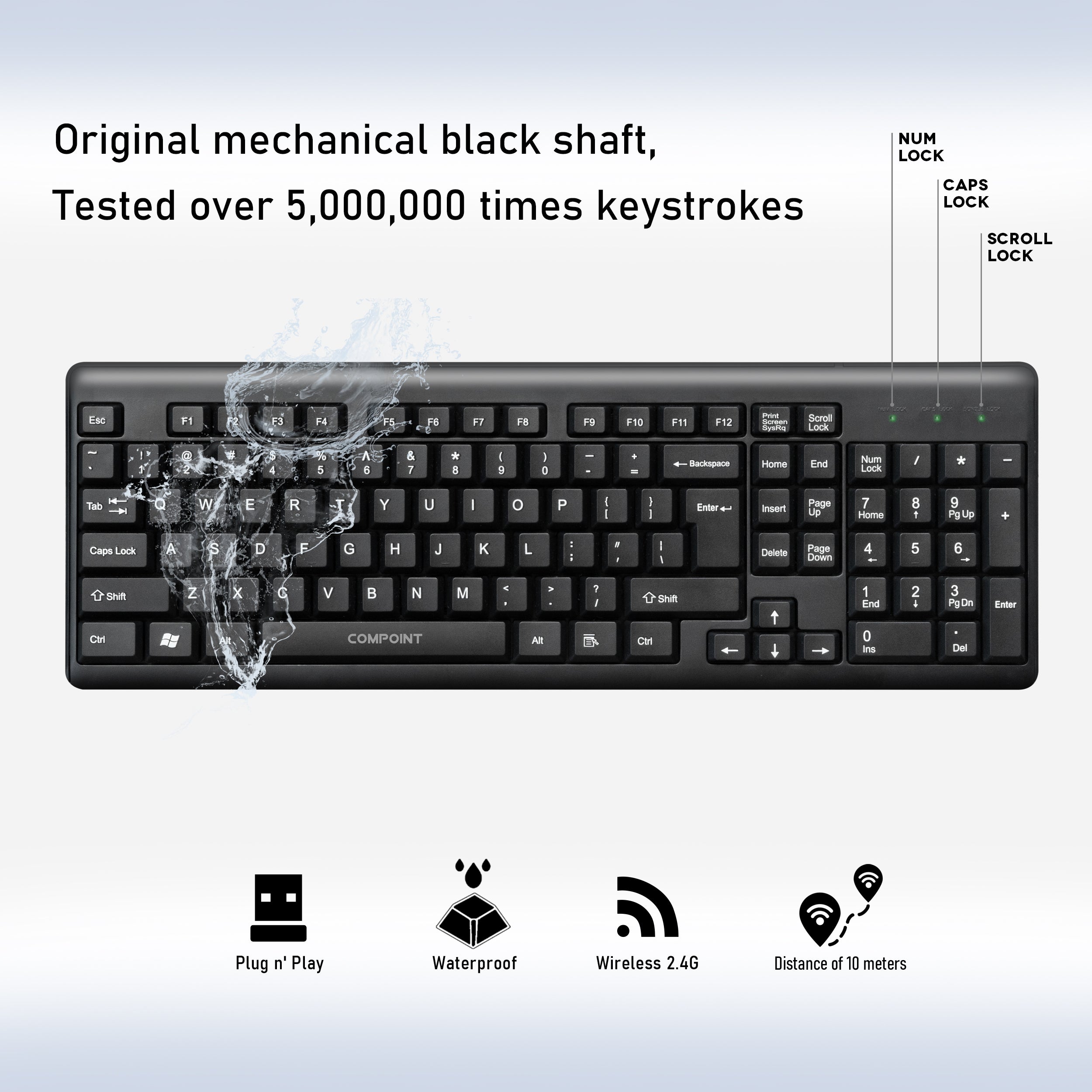 Compoint 2.4Ghz Wireless Keyboard and Mouse Set - Black (CP-KM007W-V2)