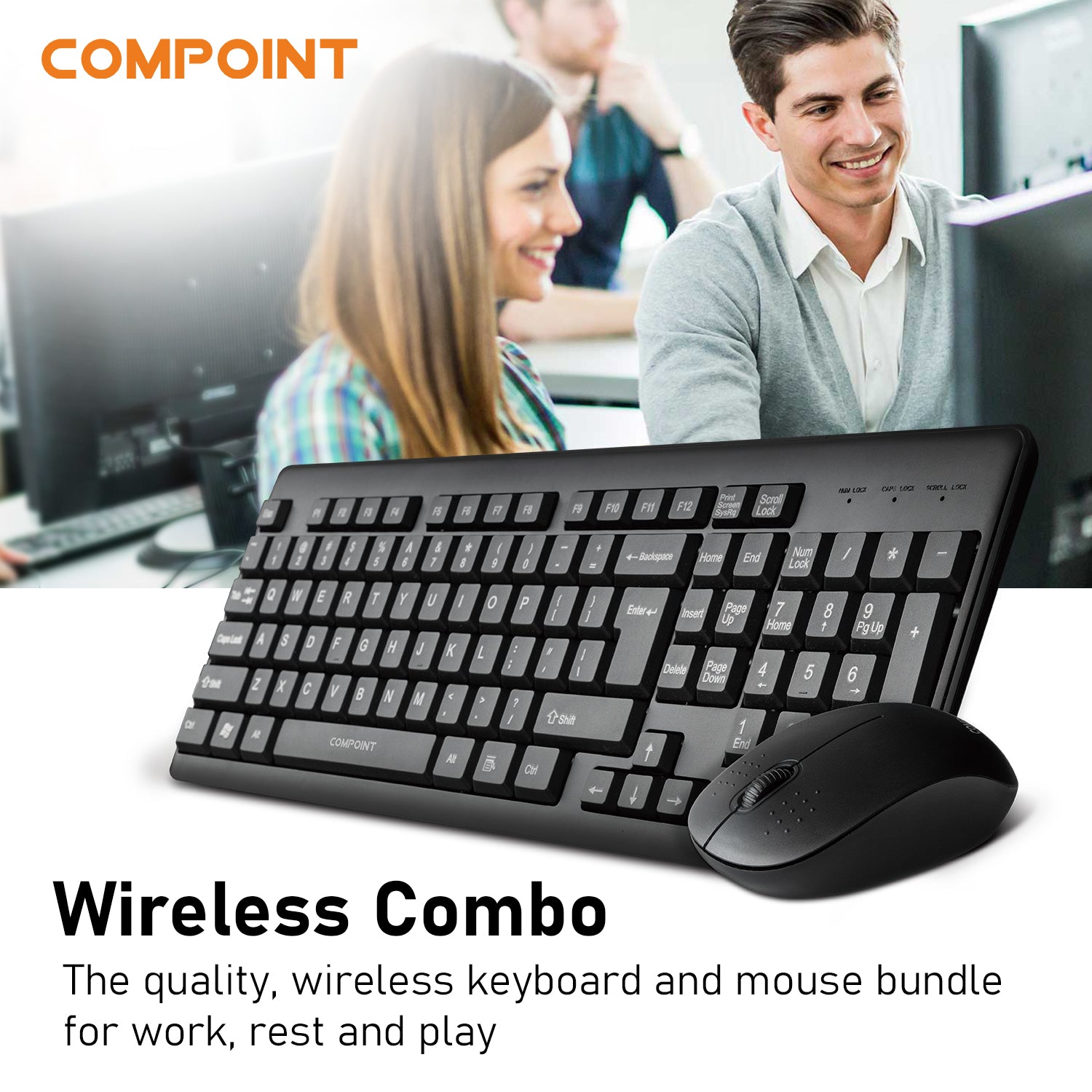 Compoint 2.4Ghz Wireless Keyboard and Mouse Set - Black (CP-KM007W-V2)