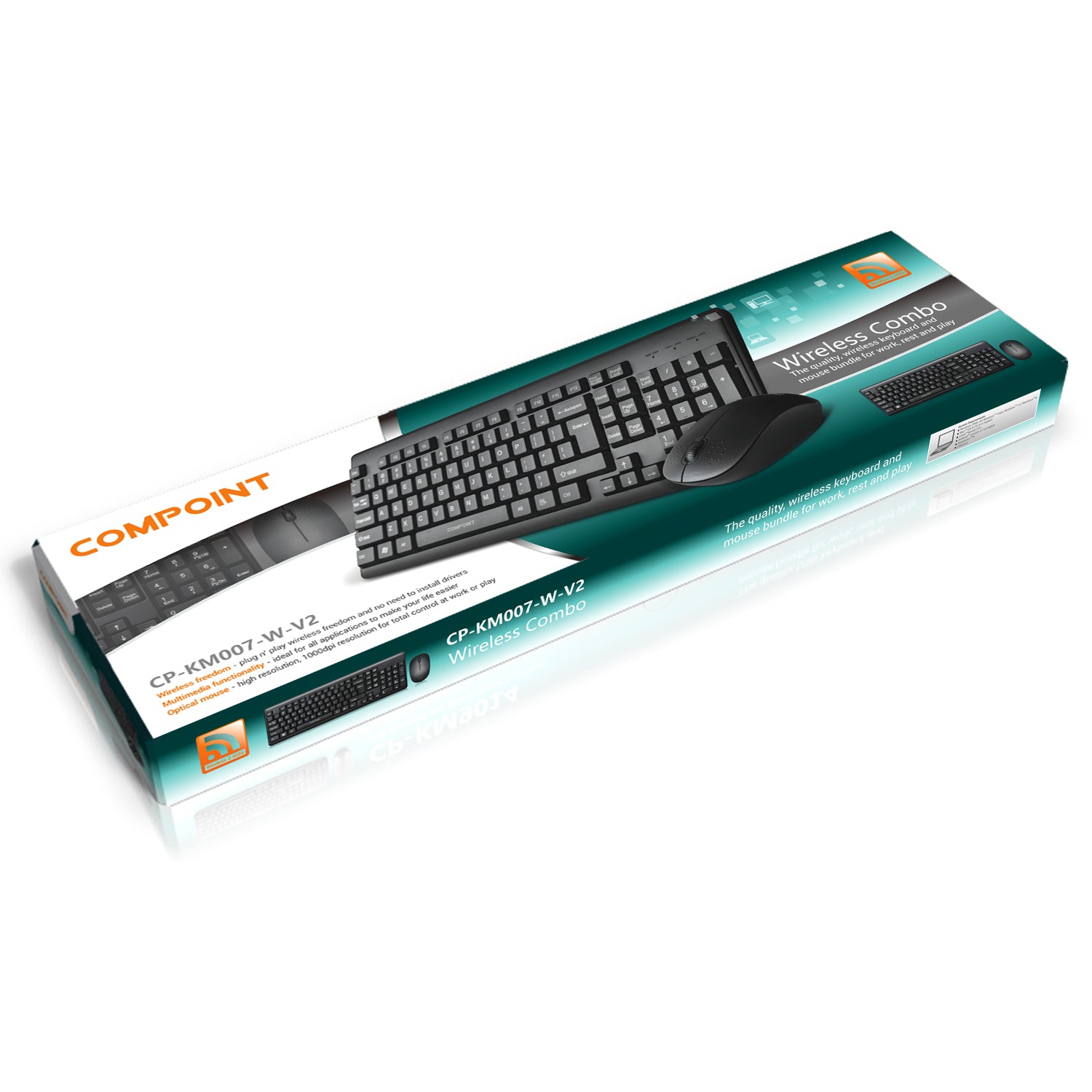 Compoint 2.4Ghz Wireless Keyboard and Mouse Set - Black (CP-KM007W-V2)