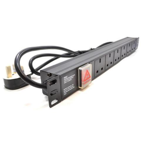 A 6-way 1U PDU  Power Bar. A product bundled with a 12U Wall Mount Data Cabinet.