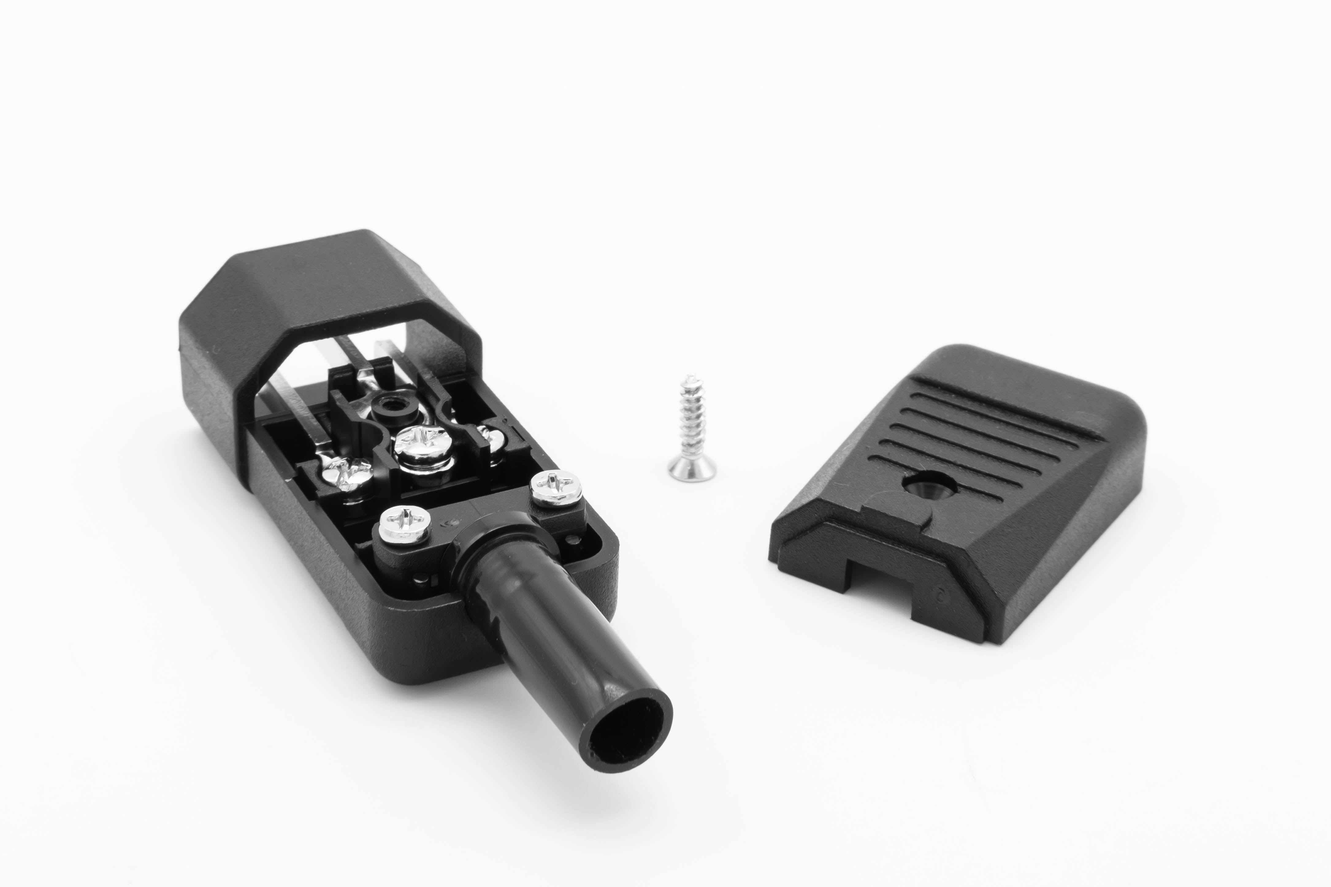 IEC C14 Male Plug Re-Wirable Inline Connector - 10A @ 230V - Netbit UK