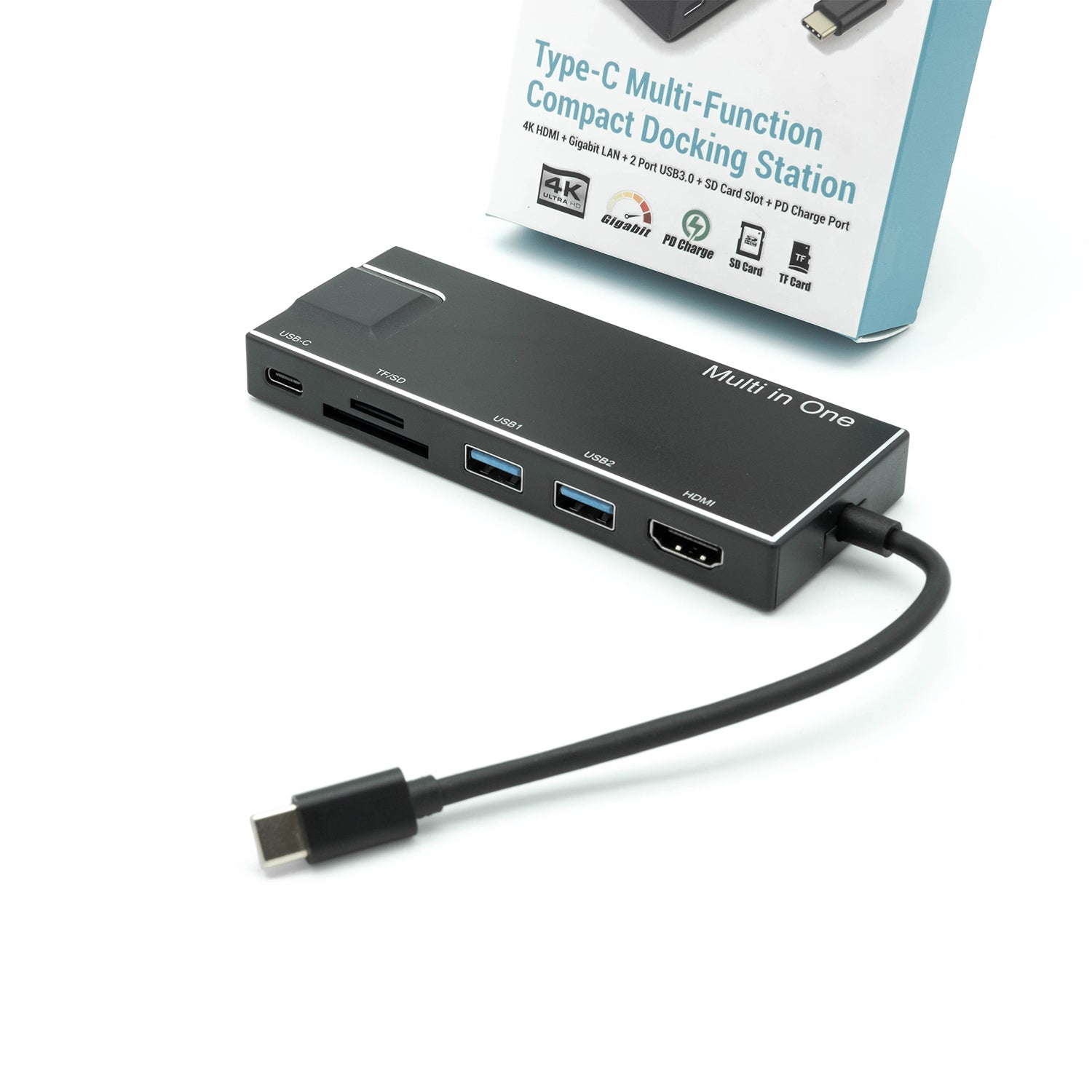 USB3.0 Type-C Dock Station with 2 x USB3.0, HDMI, Gigabit Ethernet, USB-C PND & SD Card Reader | Usb 3 Type C Docking Station - Netbit UK