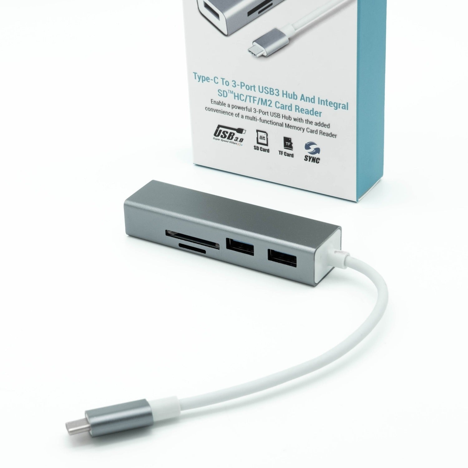 USB3.0 Type-C to 3 Port USB3.0 Hub & Card Reader - Netbit UK