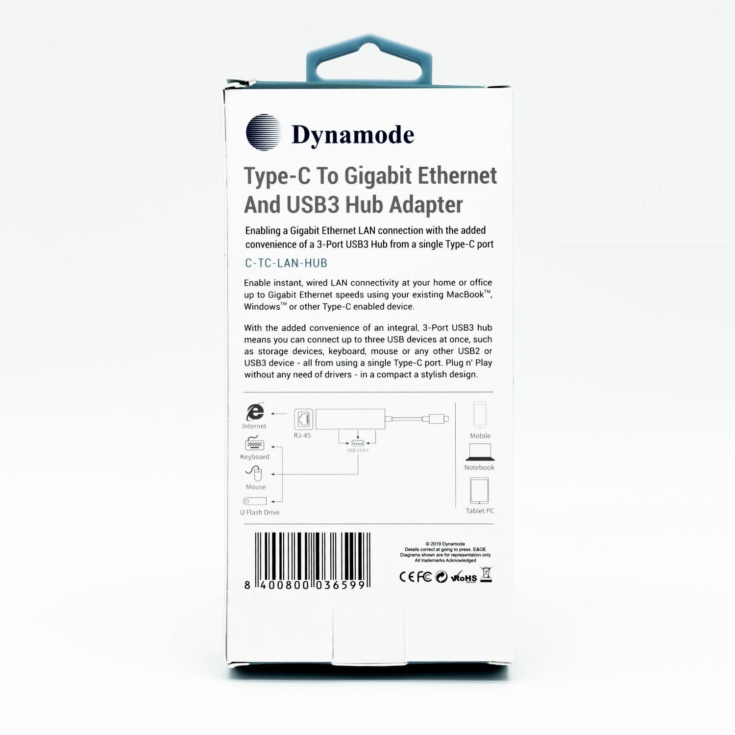 USB3.0 Type-C to Hub with Gigabit Ethernet - Netbit UK