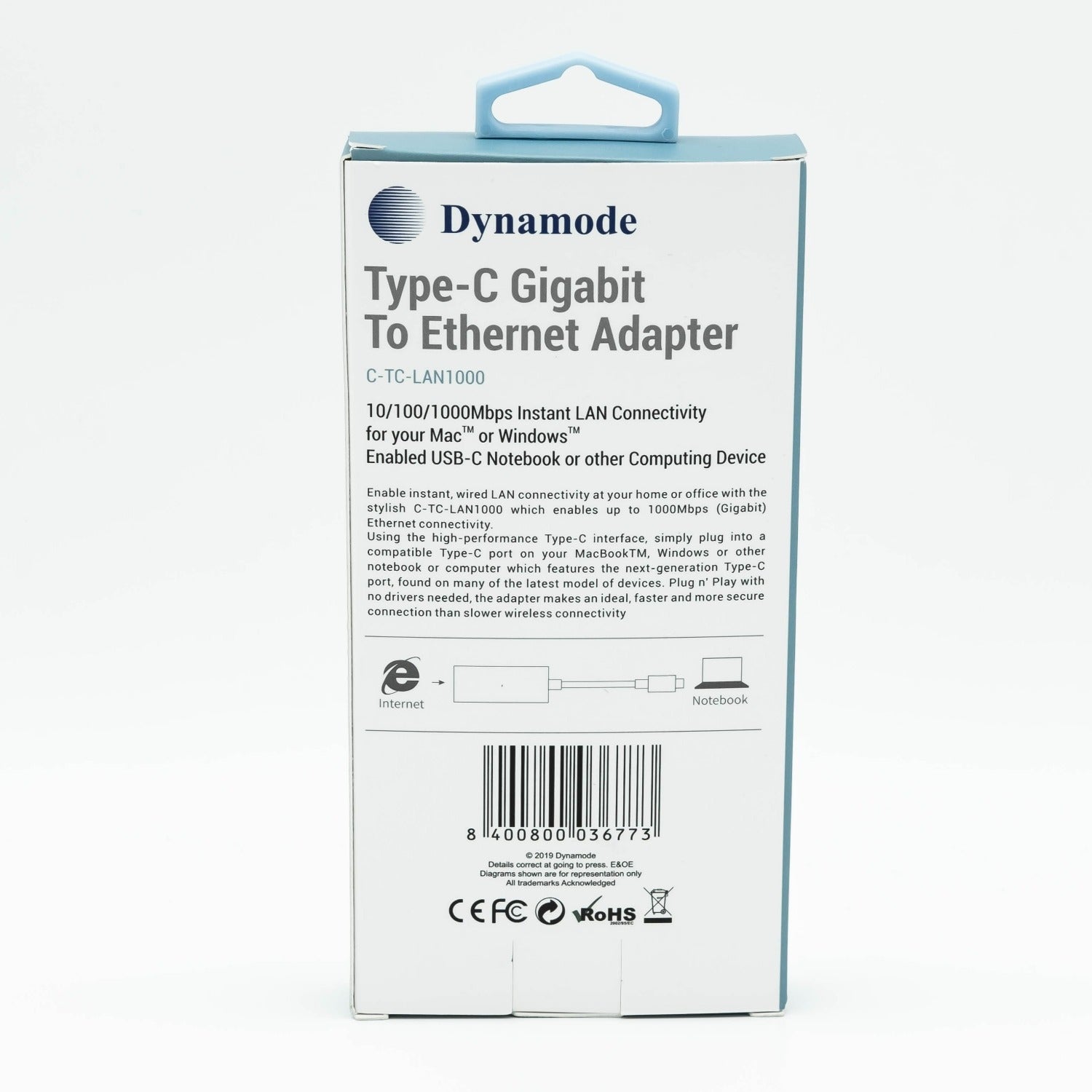 USB Type-C to RJ45 Gigabit Ethernet LAN Adapter - Netbit UK- usb type c to rj45 adapter in packing