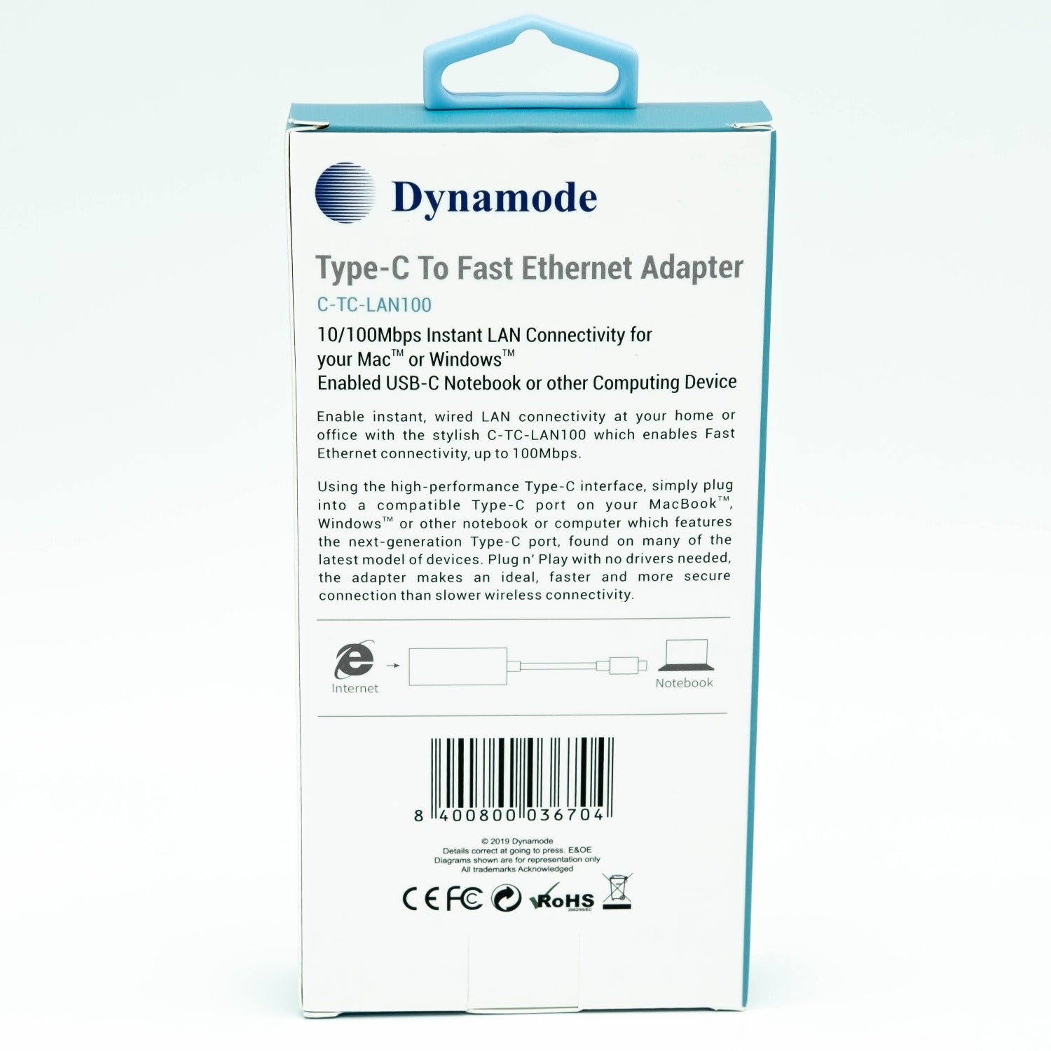 USB3.0 Type-C to RJ45 Fast Ethernet Adapter (10/100) - Netbit UK