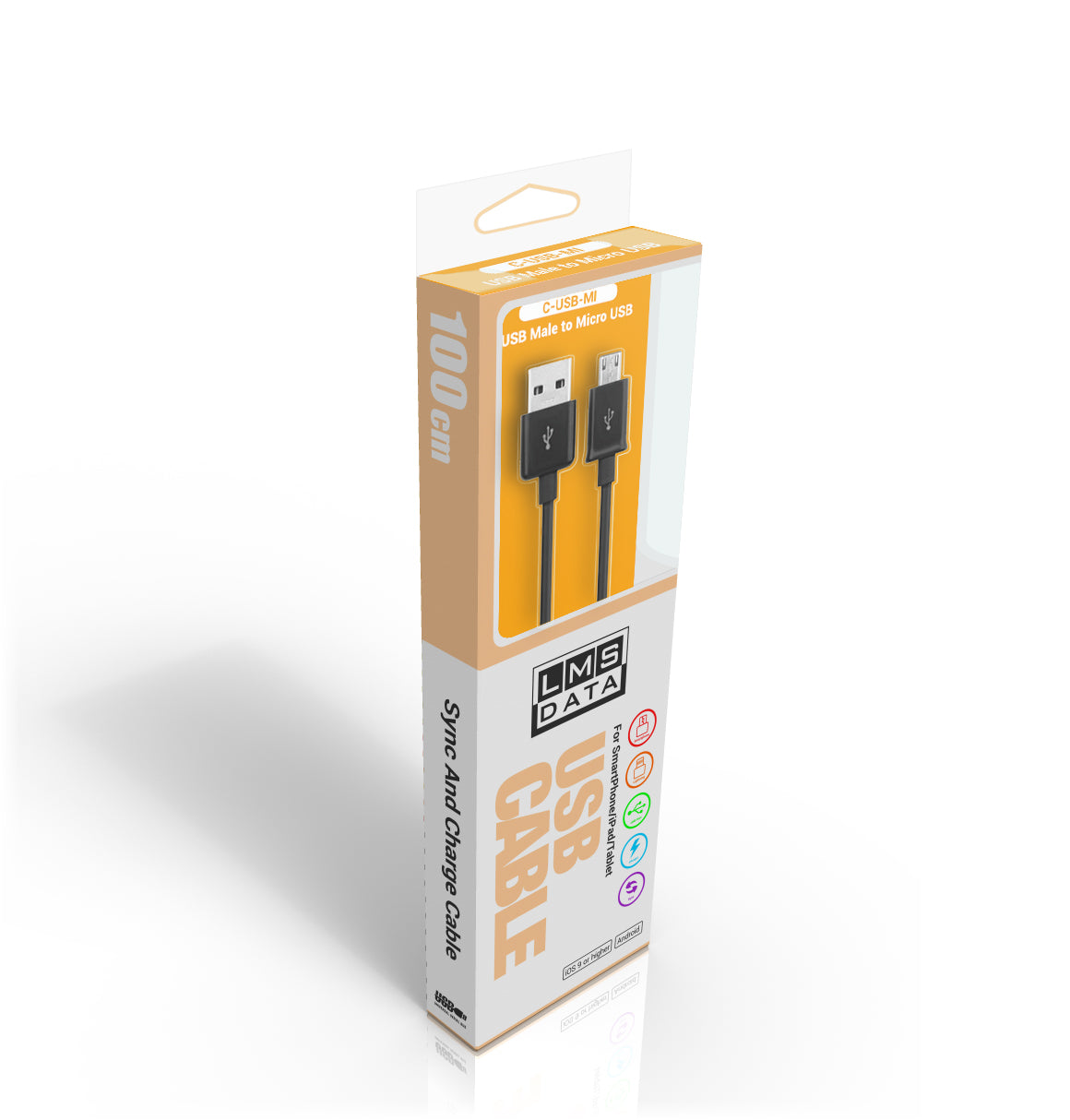 1m Charging & Data Cable - USB2.0 Male to Micro USB - Black - Netbit UK