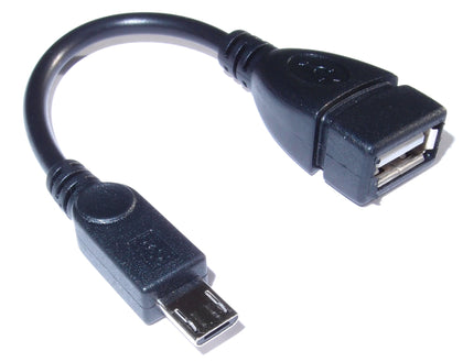USB 2.0 Cable - USB Female to Micro USB, Black 10cm - Netbit UK