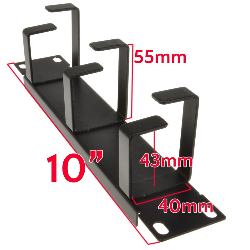 1U 10" SOHO Cable Management Bar / Panel with 3 rings - Netbit UK
