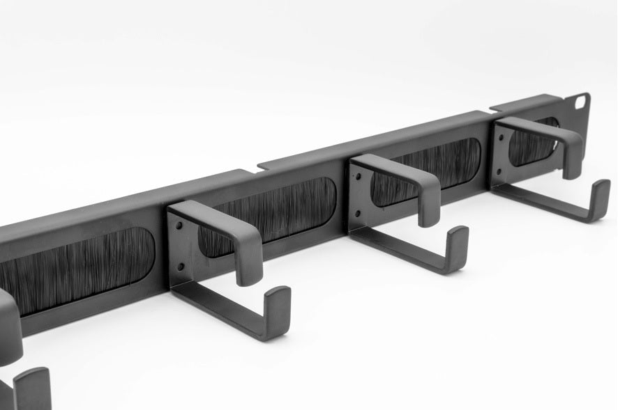 1U 19" Brush Panel Letter Box with 4 Ring Cable Management - Netbit UK