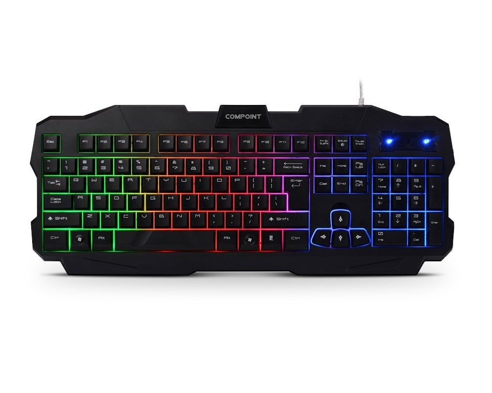 Compoint USB RGB Gaming Keyboard with 3 Colour LED back light -Netbit UK