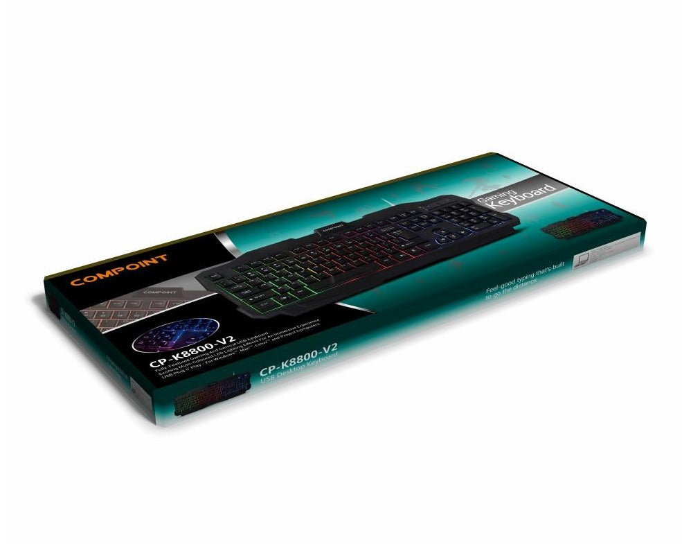 Compoint USB RGB Gaming Keyboard with 3 Colour LED back light -Netbit UK