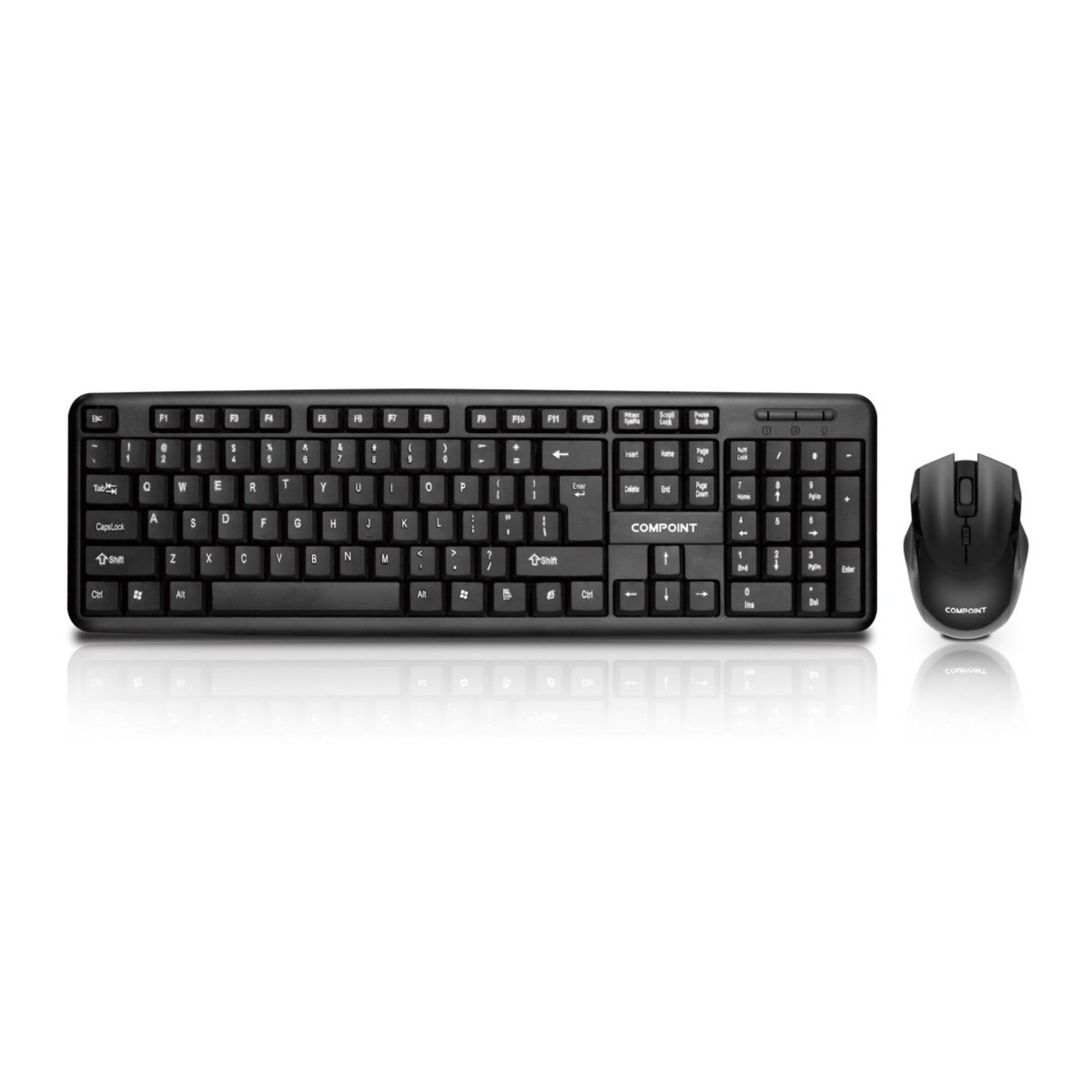 Compoint 2.4Ghz Wireless Keyboard and Mouse Set - Black- Netbit UK
