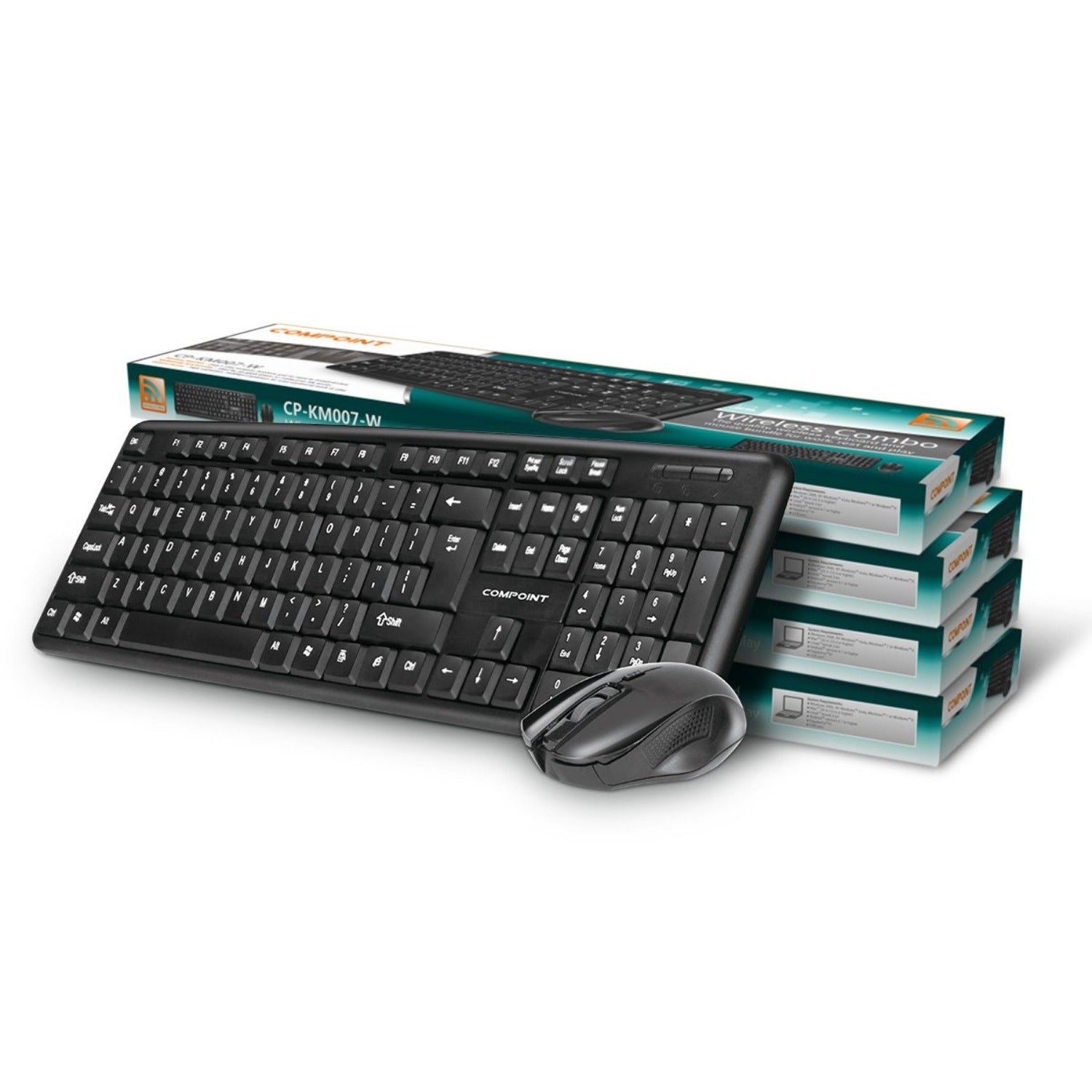 Compoint 2.4Ghz Wireless Keyboard and Mouse Set - Black- Netbit UK