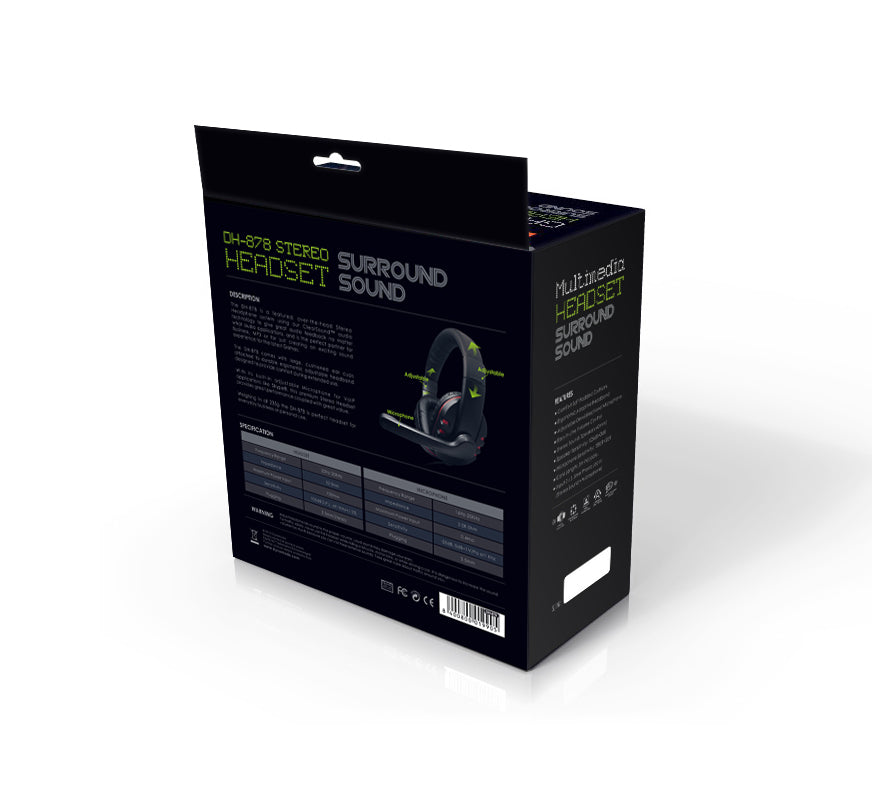 Red & Black Stereo Headphones with Microphone - Braided Cable & Inline Volume control, 2m 3.5mm jack/s - Full Ear - Netbit UK