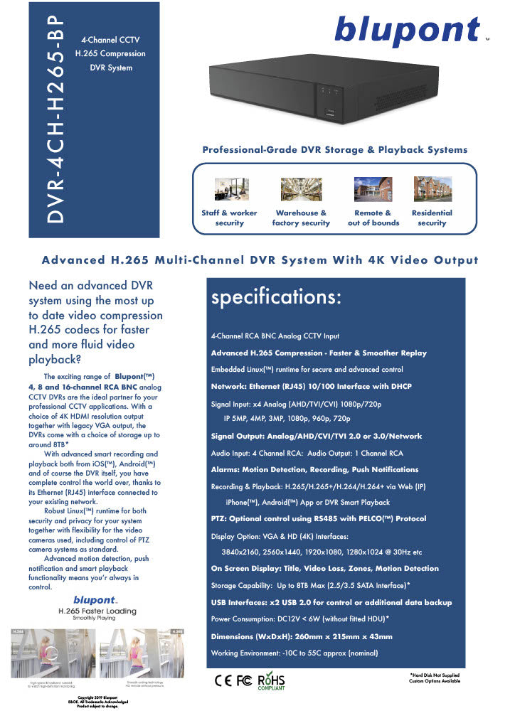 4-Channel CCTV H.265+ 5-in-1 DVR - Netbit UK