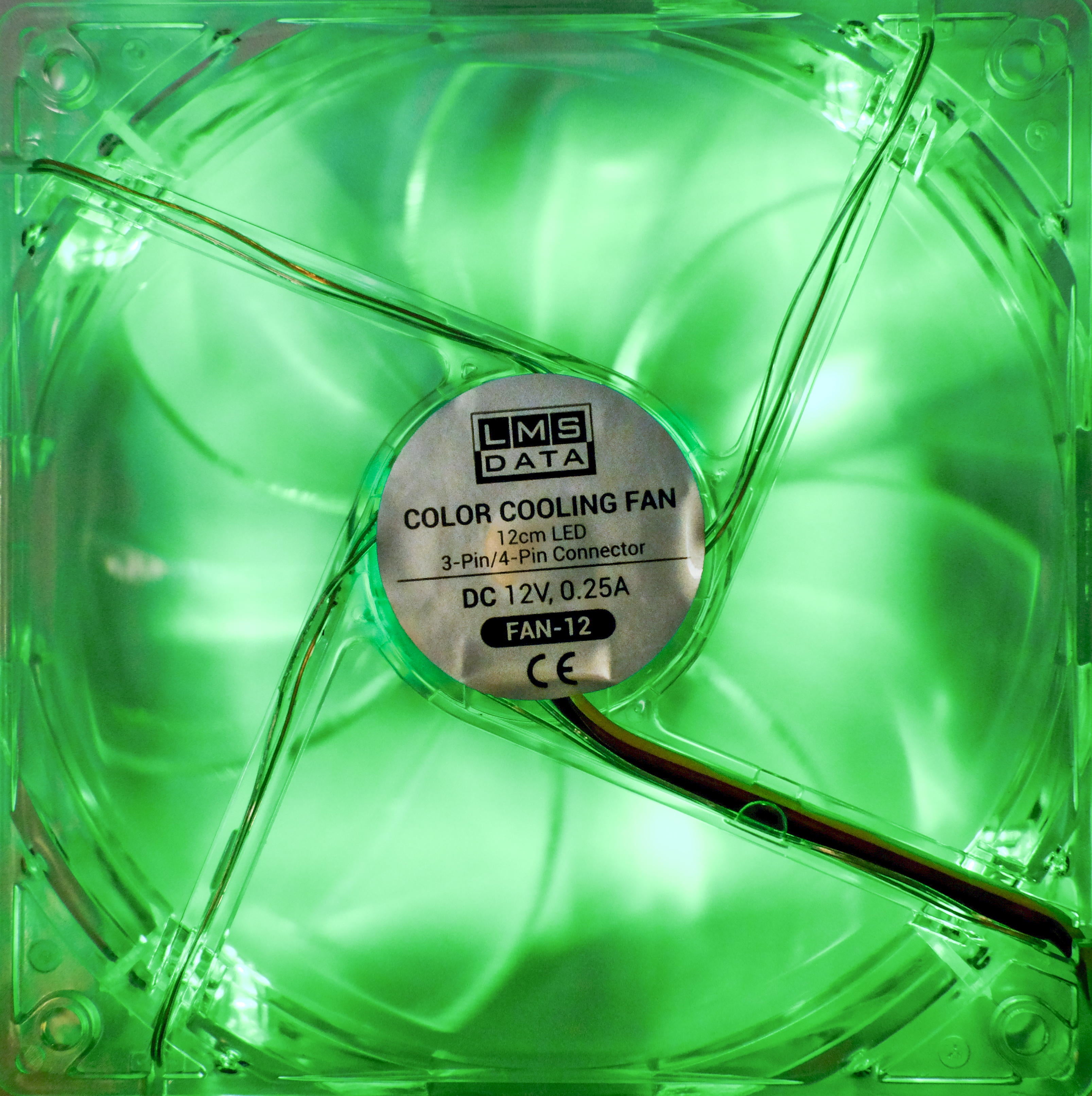 120mm LED Case Fan, 4-Pin/3-Pin - Green - Netbit UK