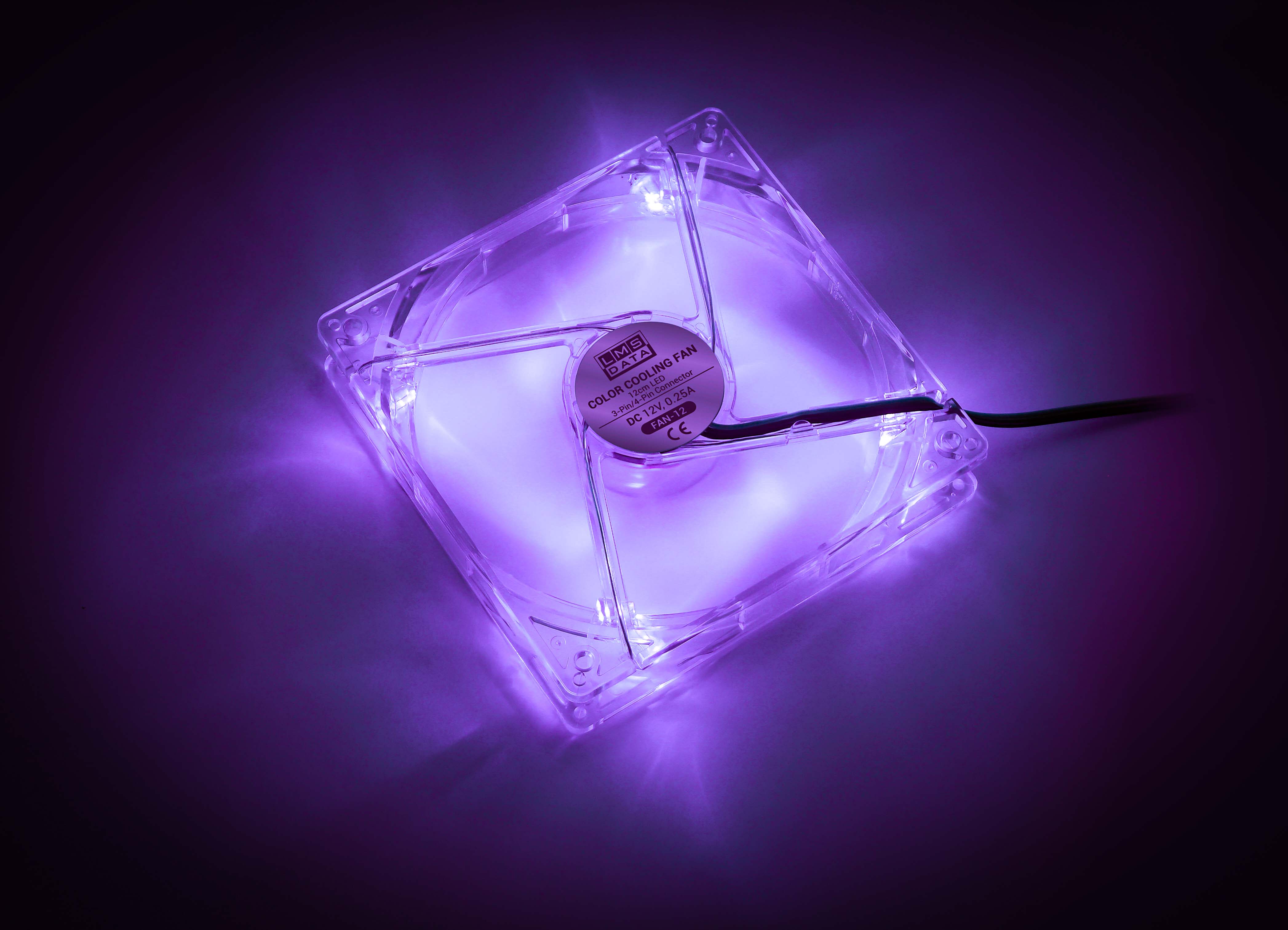 120mm LED Case Fan, 4-Pin/3-Pin - Purple - Netbit UK