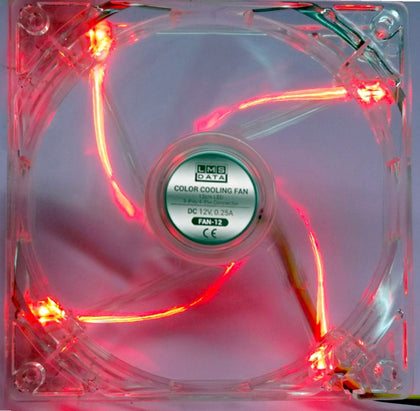 120mm LED Case Fan, 4-Pin/3-Pin - Red - Netbit UK