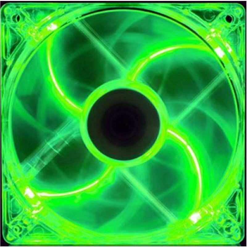 140mm LED Case Fan, 4-Pin/3-Pin - Green - Netbit UK