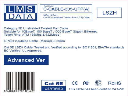  cat5e utp solid cable -305M CAT5E UTP SOLID CABLE (LSZH) VIOLET 