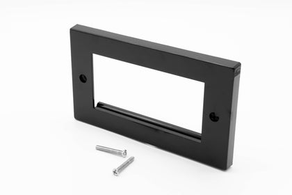 Low Profile Double Gang (4 Slot) Faceplate for 4 x Euro Modules - Black - Netbit UK