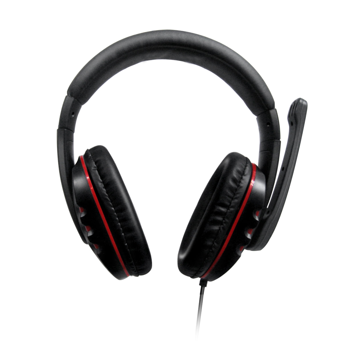 Red & Black Stereo Headphones with Microphone & Inline Volume control, USB 2m - Full Ear - Netbit UK