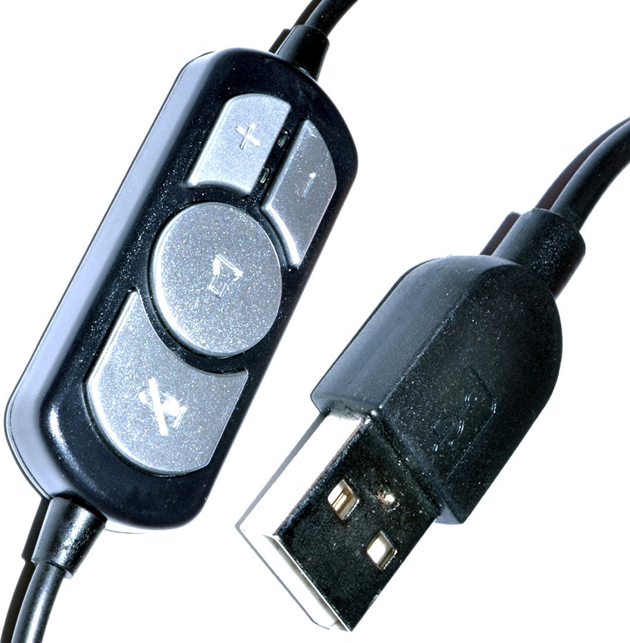 Red & Black Stereo Headphones with Microphone & Inline Volume control, USB 2m - Full Ear - Netbit UK