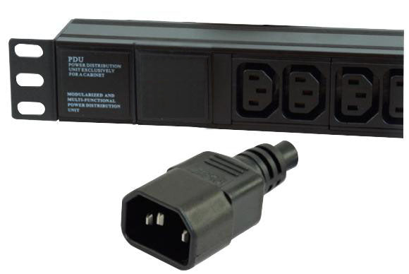1U 19" 16 Way Horizontal Unswitched 10A IEC13 Sockets to IEC14 Plug PDU (Rackmount) - Netbit UK