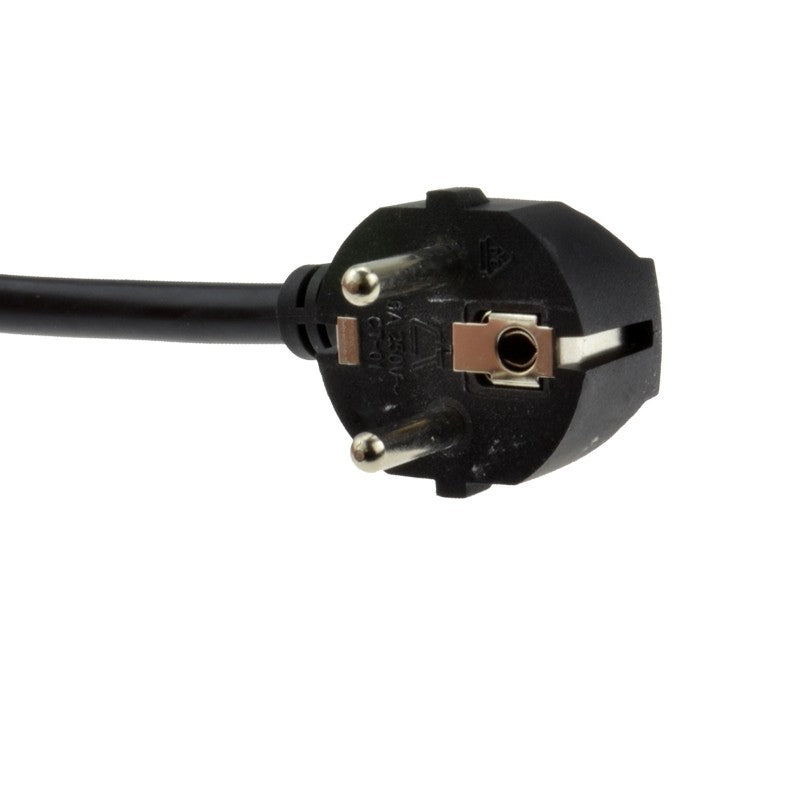 Schuko plug of a 1U 19" 16-Way Vertical Switched 16A Schuko Sockets to Schuko Plug Rack PDU in close-up view.