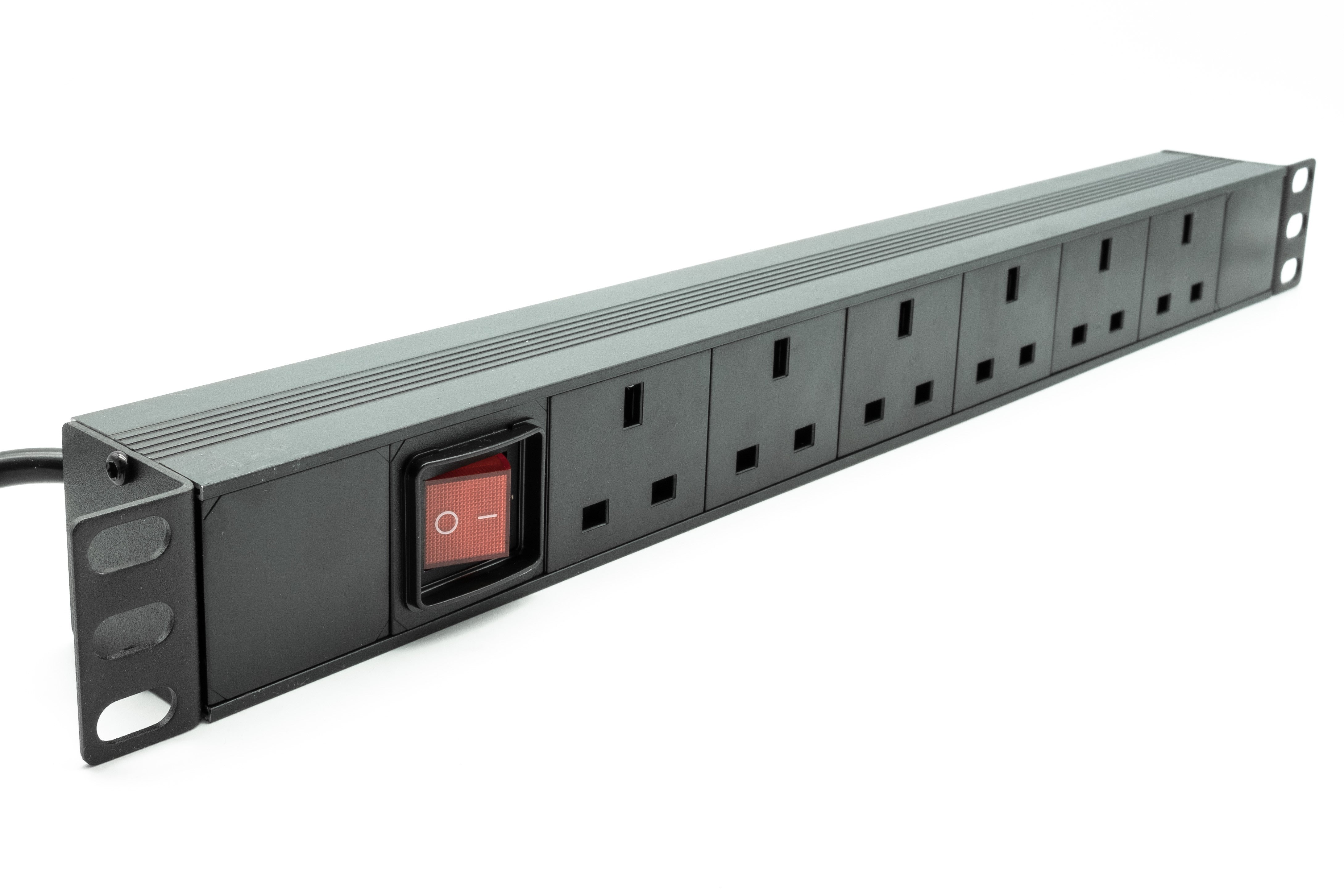 1U 19" 6 Way Switched Horizontal 13A UK Sockets to UK Plug PDU (Rackmount) - Netbit UK