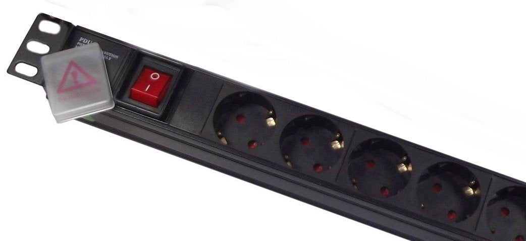 1U 19" 10 Way Vertical Switched 16A Schuko Sockets to Schuko Plug PDU with Surge Protection (Rackmount) - Netbit UK