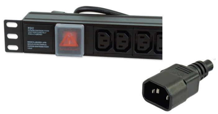 1U 19" 10 Way Horizontal Switched 10A IEC13 Sockets to IEC14 Plug PDU (Rackmount) - Netbit UK