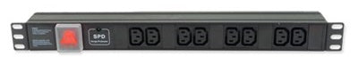 1U 19" 8 Way Horizontal Switched 10A IEC13 Sockets to IEC14 Plug PDU with Surge Protection (Rackmount) - Netbit UK