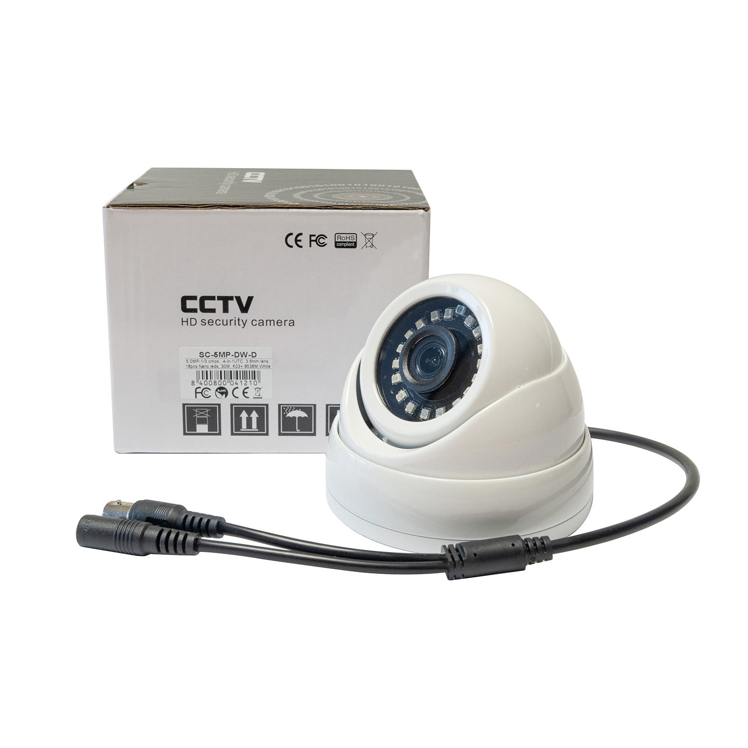 1080P Security CCTV Dome Camera AHD/TVI/CVI/CVBS 4-in-1 for Analog Surveillance System 5MP, 100 FT Super Night Vision, 3.6 MM Lens Weatherproof IP66 Casing