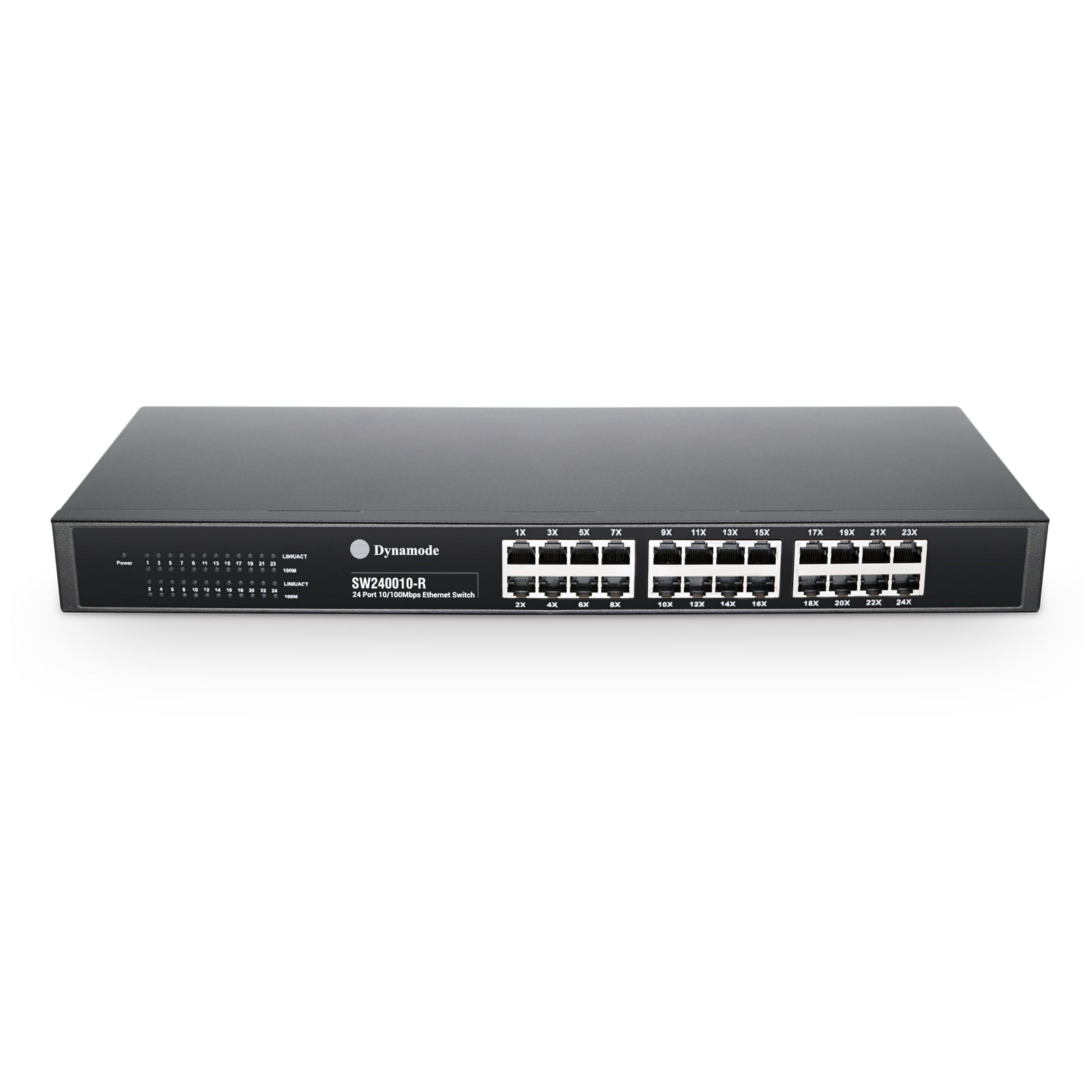 Front view of a 24 Port 10/100 Mbps Fast Network Ethernet Switch - 19" Rackmount (1U)