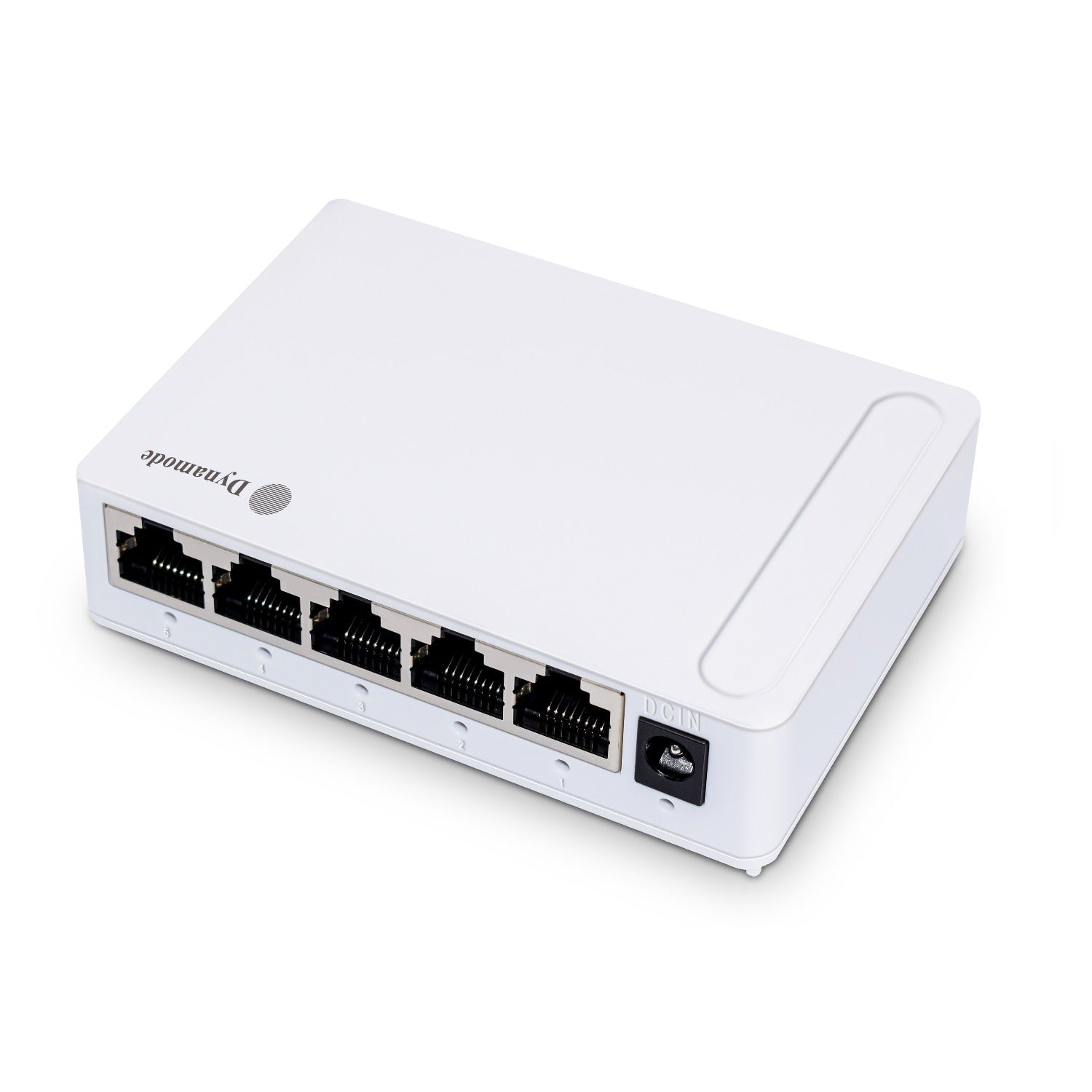 5-Port 10/100/1000 Mbps Gigabit Network Ethernet Switch (Desktop or wall-mounted) showing its 5 ethernet and power ports.