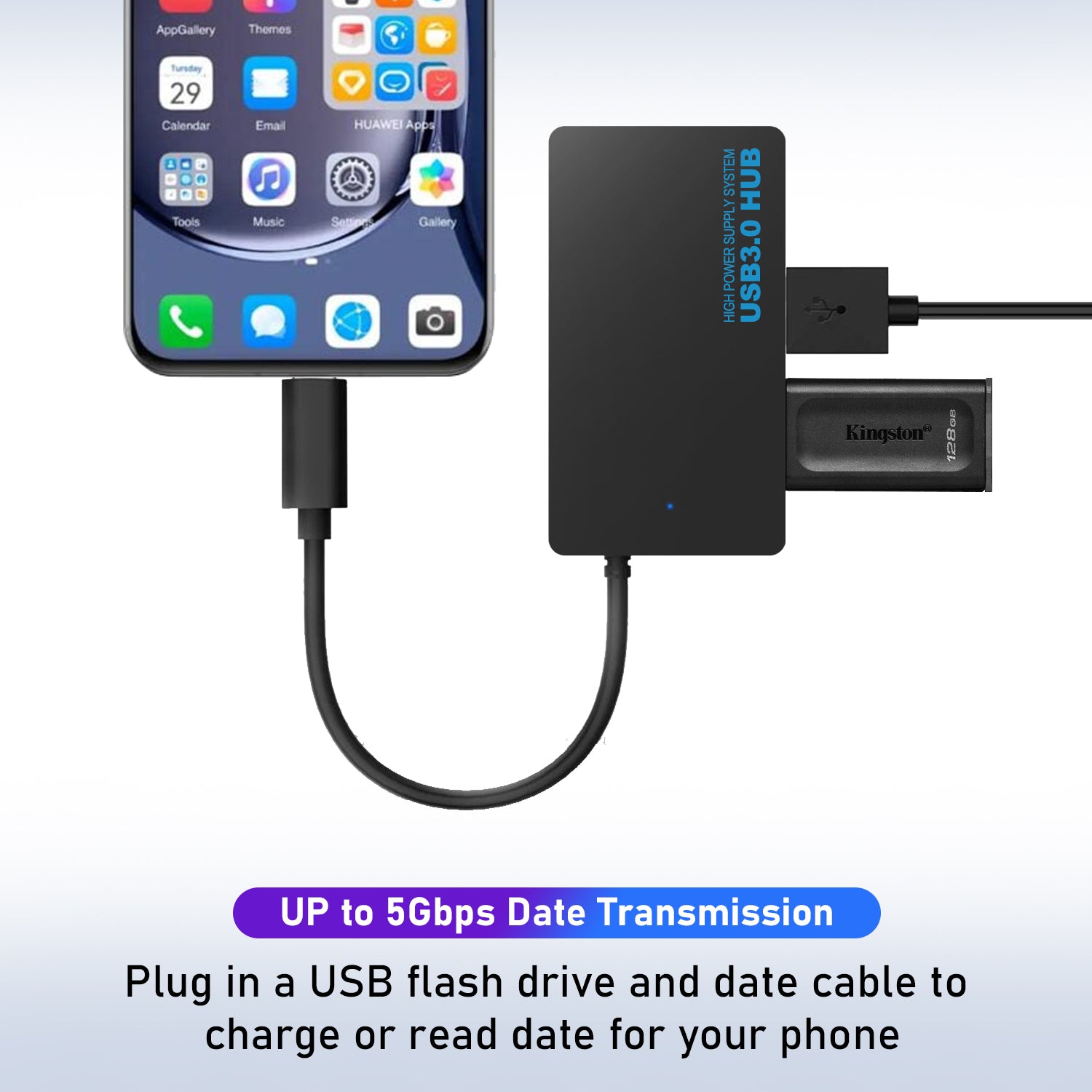 4 Port USB3.0 Hub with USB Type C Connector - Netbit UK