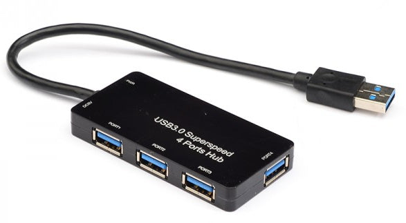 4 Port Mini USB3.0 Hub - Black - Netbit UK