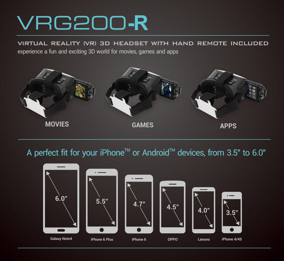 VR Headest + Remote - 3D Virtual Reality using your phone - Netbit UK