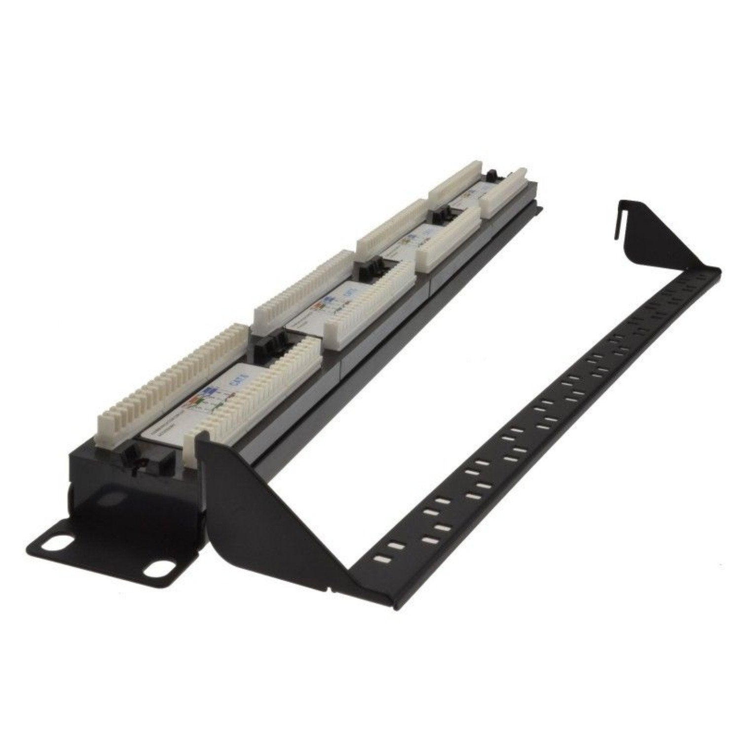 1U 19" 24 Port CAT6 Network RJ45 Patch Panel (UTP) with Back Bar - Netbit UK